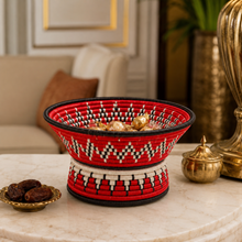 Traditional Candy Holder, Medium 7 Inch, Red White Black Woven Decorative Bowl