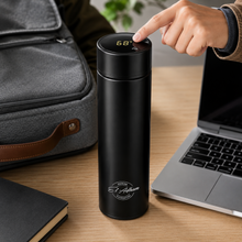 El Adham 420mL Premium Stainless Steel Vacuum Insulated Travel Bottle with Smart Temperature Display & Gift Box – Black