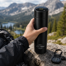 El Adham 420mL Premium Stainless Steel Vacuum Insulated Travel Bottle with Smart Temperature Display & Gift Box – Black
