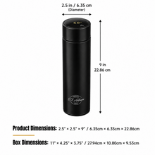 El Adham 420mL Premium Stainless Steel Vacuum Insulated Travel Bottle with Smart Temperature Display & Gift Box – Black