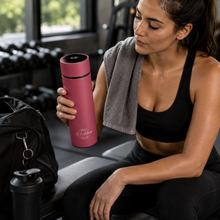 El Adham 420mL Premium Stainless Steel Vacuum Insulated Travel Bottle with Smart Temperature Display & Gift Box – Pink