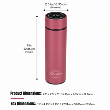 El Adham 420mL Premium Stainless Steel Vacuum Insulated Travel Bottle with Smart Temperature Display & Gift Box – Pink