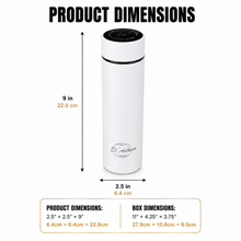 El Adham 420mL Premium Stainless Steel Vacuum Insulated Travel Bottle with Smart Temperature Display & Gift Box – White