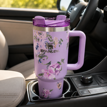 Stanley Quencher-Style Floral Travel Tumbler with Handle & Straw Lid, Lavender, 40 Oz