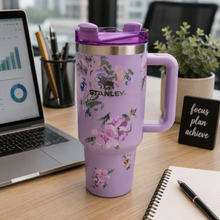 Stanley Quencher-Style Floral Travel Tumbler with Handle & Straw Lid, Lavender, 40 Oz
