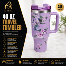 Stanley Quencher-Style Floral Travel Tumbler with Handle & Straw Lid, Lavender, 40 Oz