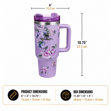 Stanley Quencher-Style Floral Travel Tumbler with Handle & Straw Lid, Lavender, 40 Oz