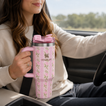 Stanley Floral 40 oz Insulated Travel Tumbler with Handle & Straw Lid – Pink