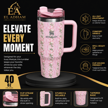 Stanley Floral 40 oz Insulated Travel Tumbler with Handle & Straw Lid – Pink