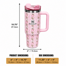 Stanley Floral 40 oz Insulated Travel Tumbler with Handle & Straw Lid – Pink
