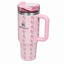 Stanley Floral 40 oz Insulated Travel Tumbler with Handle & Straw Lid – Pink