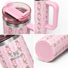 Stanley Floral 40 oz Insulated Travel Tumbler with Handle & Straw Lid – Pink