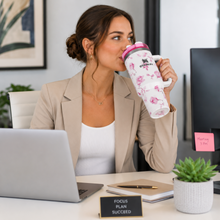 Stanley Floral 40 oz Travel Tumbler with Handle & Straw Lid – White