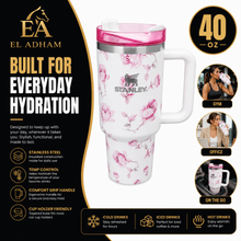 Stanley Floral 40 oz Travel Tumbler with Handle & Straw Lid – White