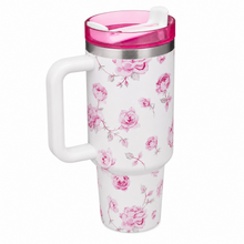 Stanley Floral 40 oz Travel Tumbler with Handle & Straw Lid – White