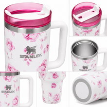 Stanley Floral 40 oz Travel Tumbler with Handle & Straw Lid – White