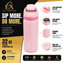 Owala FreeSip Insulated Stainless Steel Water Bottle with Flip Straw Lid, 32 oz, Pink
