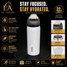 Owala FreeSip Insulated Stainless Steel Water Bottle with Flip Straw Lid, 32 oz, White, 3.5" x 3.5" x 10.5"
