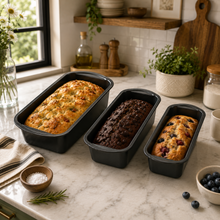 3-Piece Rectangular Loaf & Cake Pan Set, Nesting Sizes