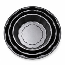 3-Piece Fluted Round Cake Pan Set, Red & Black
