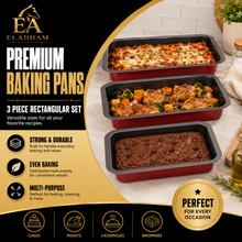 3-Piece Rectangular Deep Baking Pan Set – Red & Black