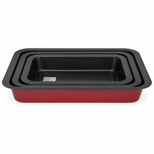 3-Piece Rectangular Deep Baking Pan Set – Red & Black