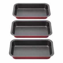 3-Piece Rectangular Deep Baking Pan Set – Red & Black