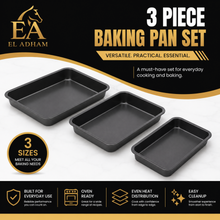 3-Piece Deep Rectangular Bakeware Set – Multi-Size Baking & Roasting Pans, Black