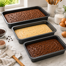 3-Piece Multi-Size Rectangular Baking Pan Set – Black Speckled Finish