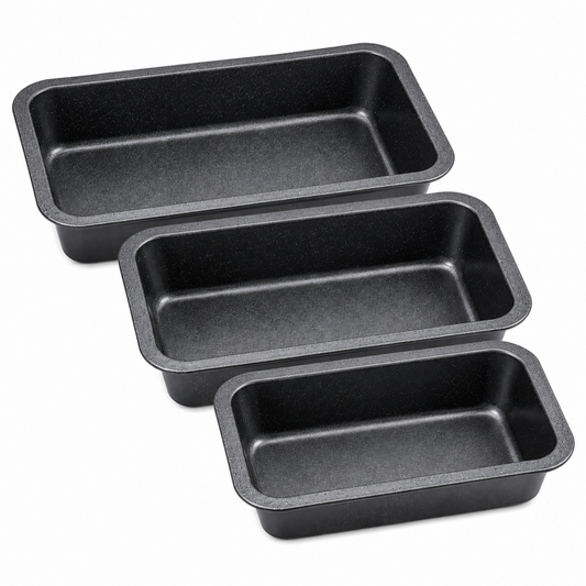 3-Piece Multi-Size Rectangular Baking Pan Set – Black Speckled Finish