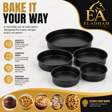 5-Piece Nonstick Round Baking Pan Set – Multi-Size Cake, Pizza & Dessert Bakeware