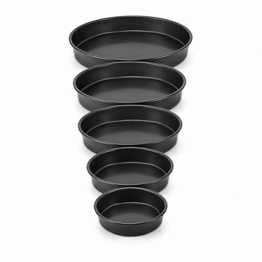 5-Piece Nonstick Round Baking Pan Set – Multi-Size Cake, Pizza & Dessert Bakeware