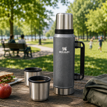 Stanley Classic 1.4L Vacuum Insulated Flask & Travel Thermos with Handle and Cup Lid – Gray