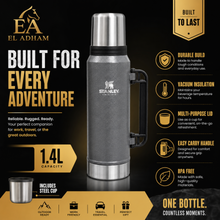 Stanley Classic 1.4L Vacuum Insulated Flask & Travel Thermos with Handle and Cup Lid – Gray