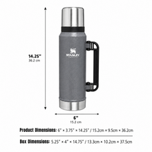 Stanley Classic 1.4L Vacuum Insulated Flask & Travel Thermos with Handle and Cup Lid – Gray