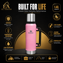 Stanley Classic 1.4L Vacuum Insulated Flask & Travel Thermos with Handle and Cup Lid – Pink