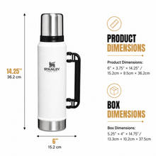 Stanley Classic 1.4L Vacuum Insulated Flask & Travel Thermos with Handle and Cup Lid – White