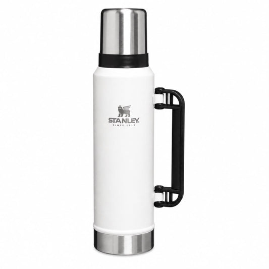 Stanley Classic 1.4L Vacuum Insulated Flask & Travel Thermos with Handle and Cup Lid – White
