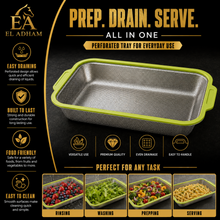 Rectangular Stainless Steel Fine Mesh Kitchen Strainer – Light Green, 17 Inch