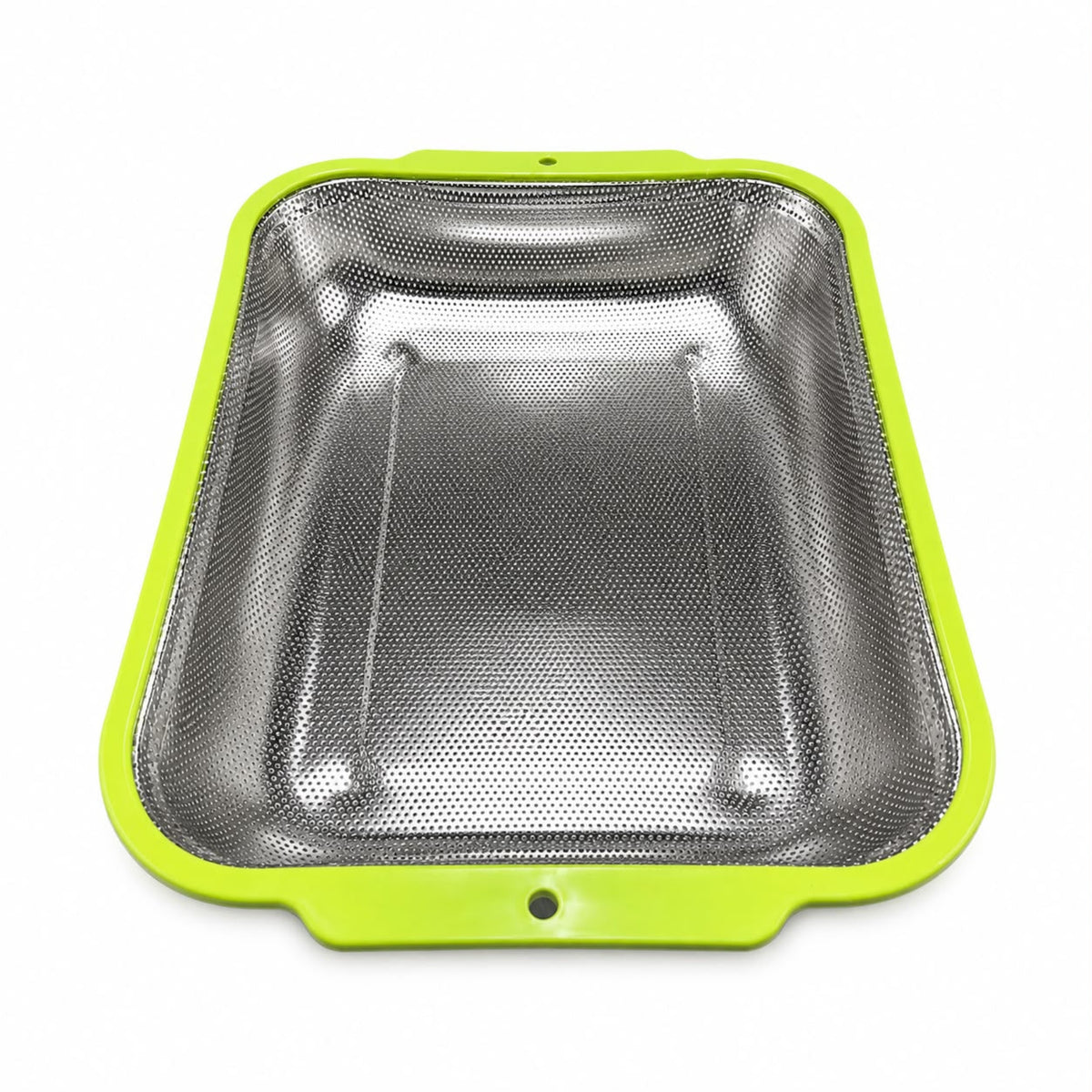 Rectangular Stainless Steel Fine Mesh Kitchen Strainer – Light Green, 17 Inch