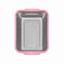 XL Rectangular Stainless Steel Kitchen Strainer with Pink Rim & Side Grips – Fine Perforated Colander