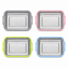 4-Piece Rectangular Stainless Steel Kitchen Strainer Set with Color-Coated Handles – Fine Mesh Colanders
