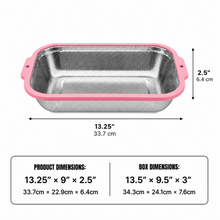 3-Piece Stainless Steel Rectangular Mesh Strainer Set with Color-Coated Handles – Medium Nesting Kitchen Colanders