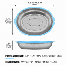 XL Stainless Steel Oval Mesh Strainer with Blue Handles – Kitchen Colander for Washing, Draining & Rinsing Fruits and Vegetables