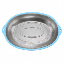 XL Stainless Steel Oval Mesh Strainer with Blue Handles – Kitchen Colander for Washing, Draining & Rinsing Fruits and Vegetables