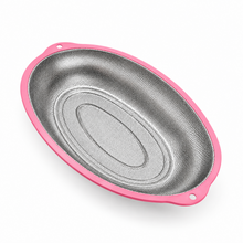 Stainless Steel Oval Mesh Strainer with Pink Handles – Large Kitchen Colander for Washing, Draining & Rinsing