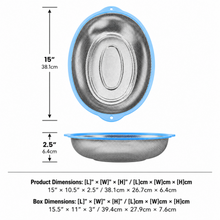 15-Inch Stainless Steel Oval Mesh Strainer – Blue