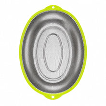 Large Stainless Steel Oval Mesh Strainer with Green Handles – Kitchen Colander for Washing, Draining & Rinsing