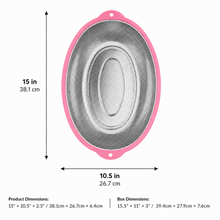 Stainless Steel Oval Mesh Strainer with Pink Rim, 15 Inch