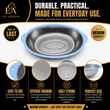 14-Inch Stainless Steel Oval Mesh Strainer – Blue